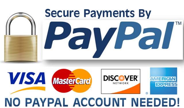 Secure payments by PayPal - No account needed